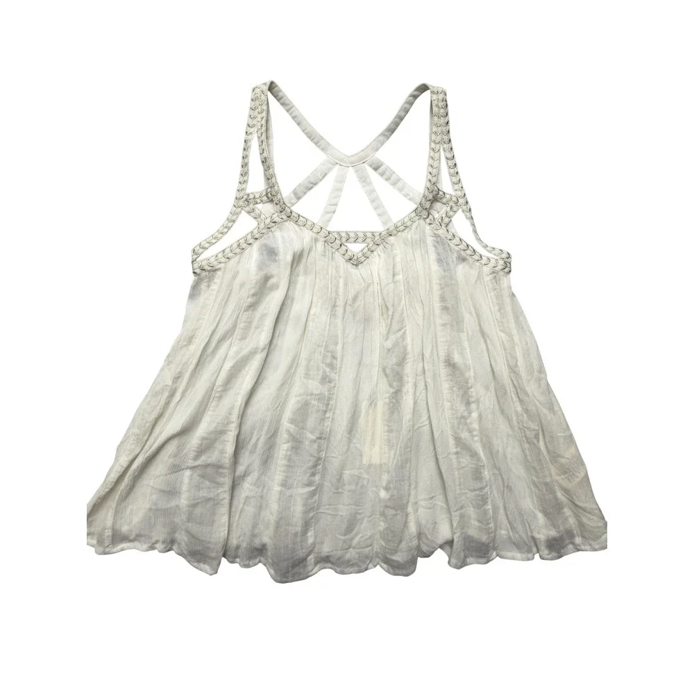 Vanessa Virginia Anthropologie Womens 4 White Boho Strappy Cami NWT - Picture 1 of 13